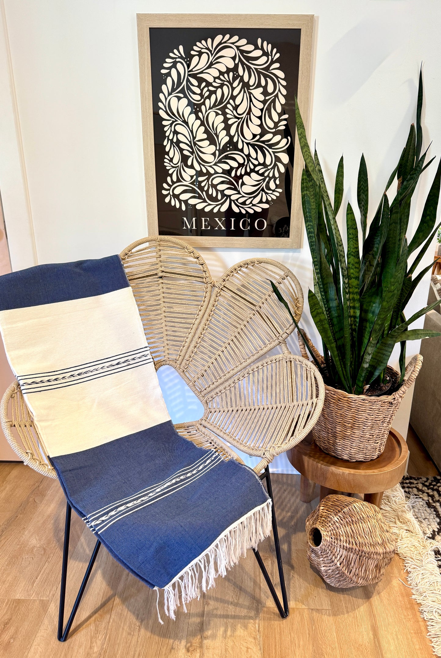 Handwoven Mexican Cotton Throw Blanket | Denim