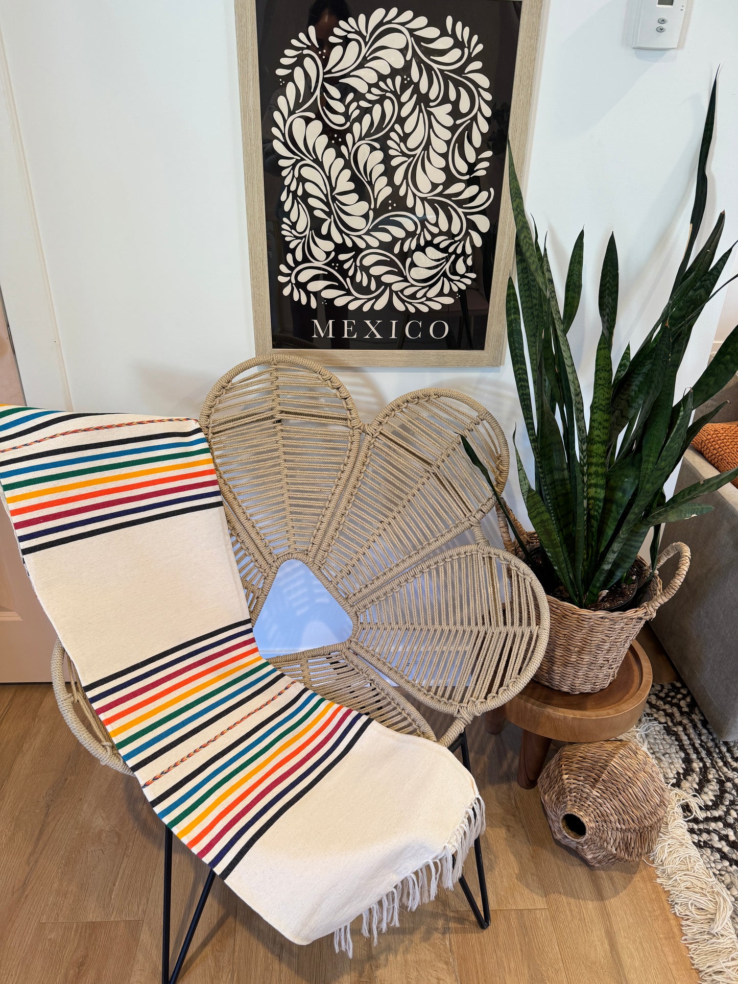 Emilia Handwoven Mexican Throw Blanket | Rainbow
