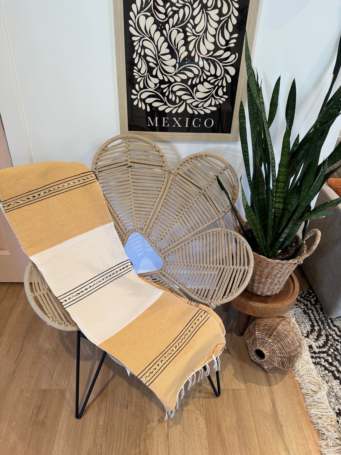 Handwoven Mexican Throw Blanket | Yellow