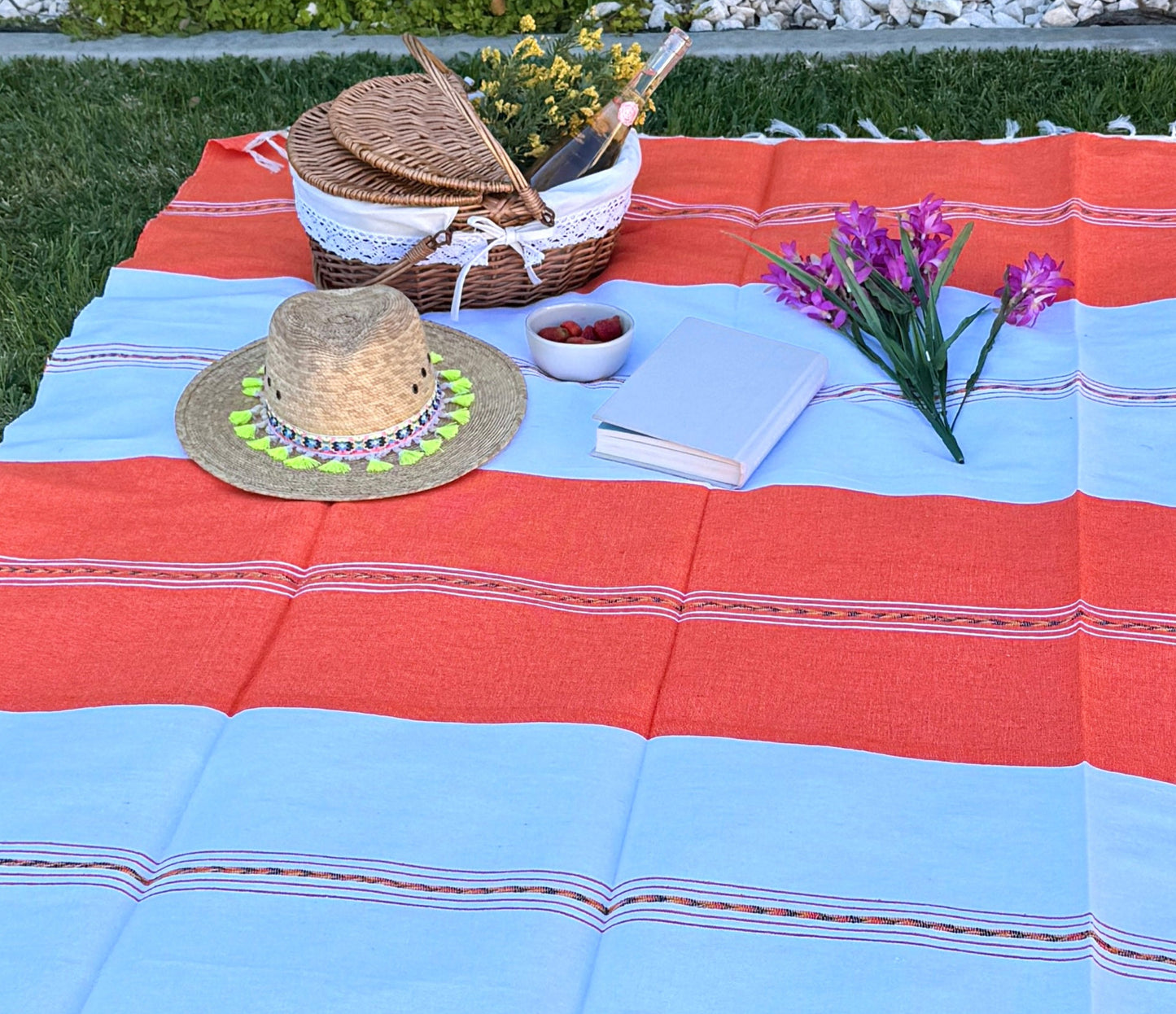 Handwoven Mexican Throw Blanket | Orange