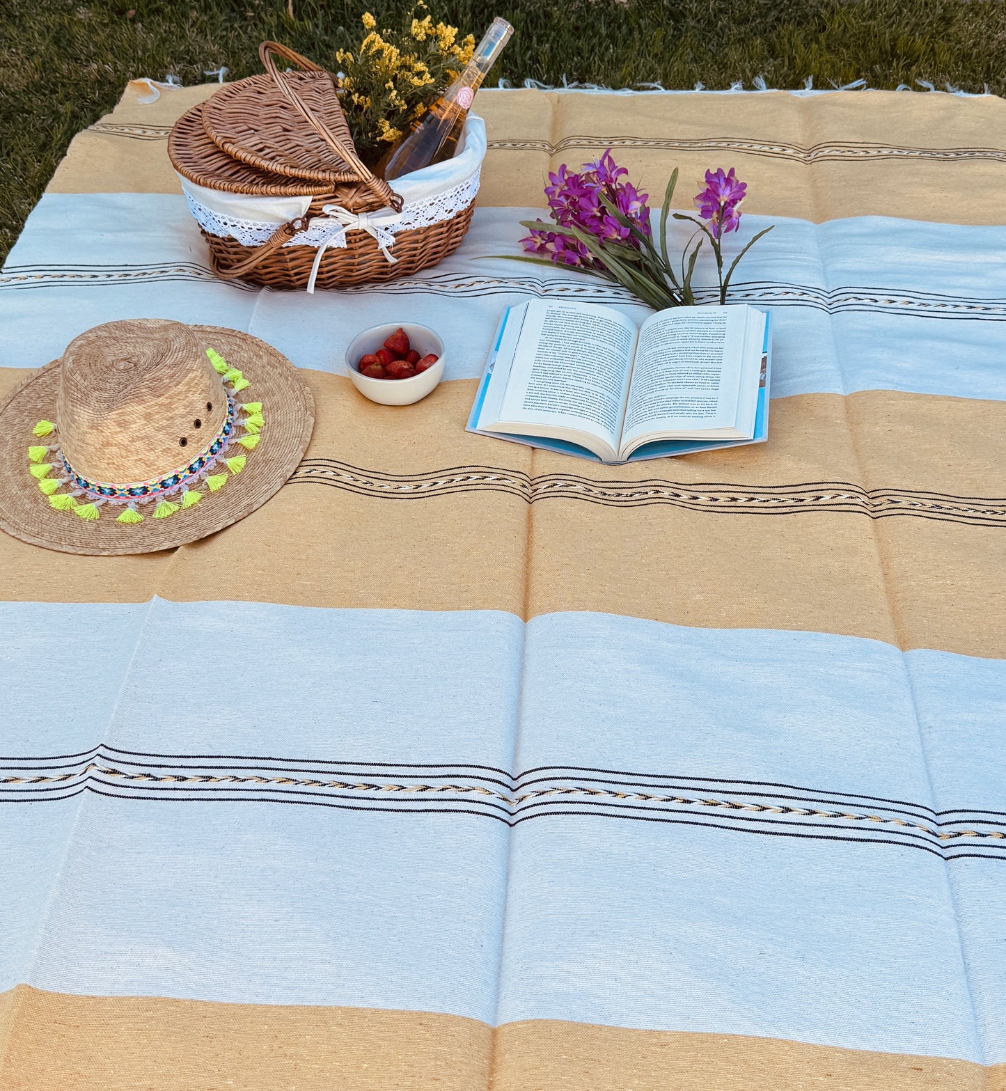 Handwoven Mexican Throw Blanket | Yellow