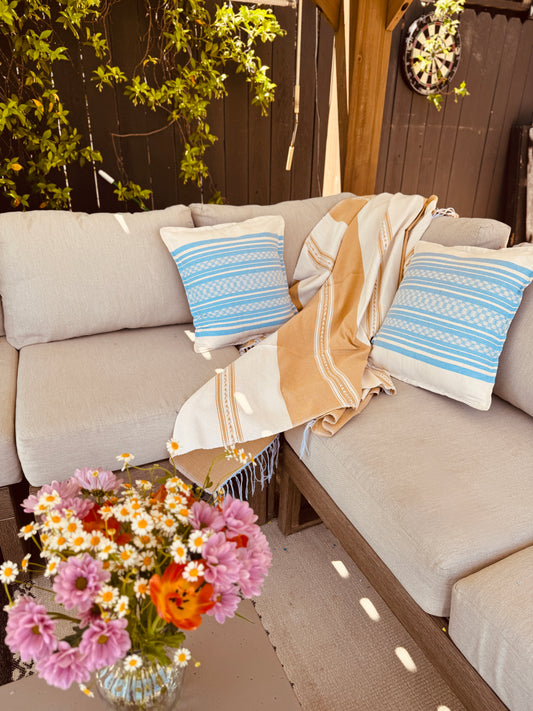 Handwoven Mexican Throw Blanket | Mustard Yellow