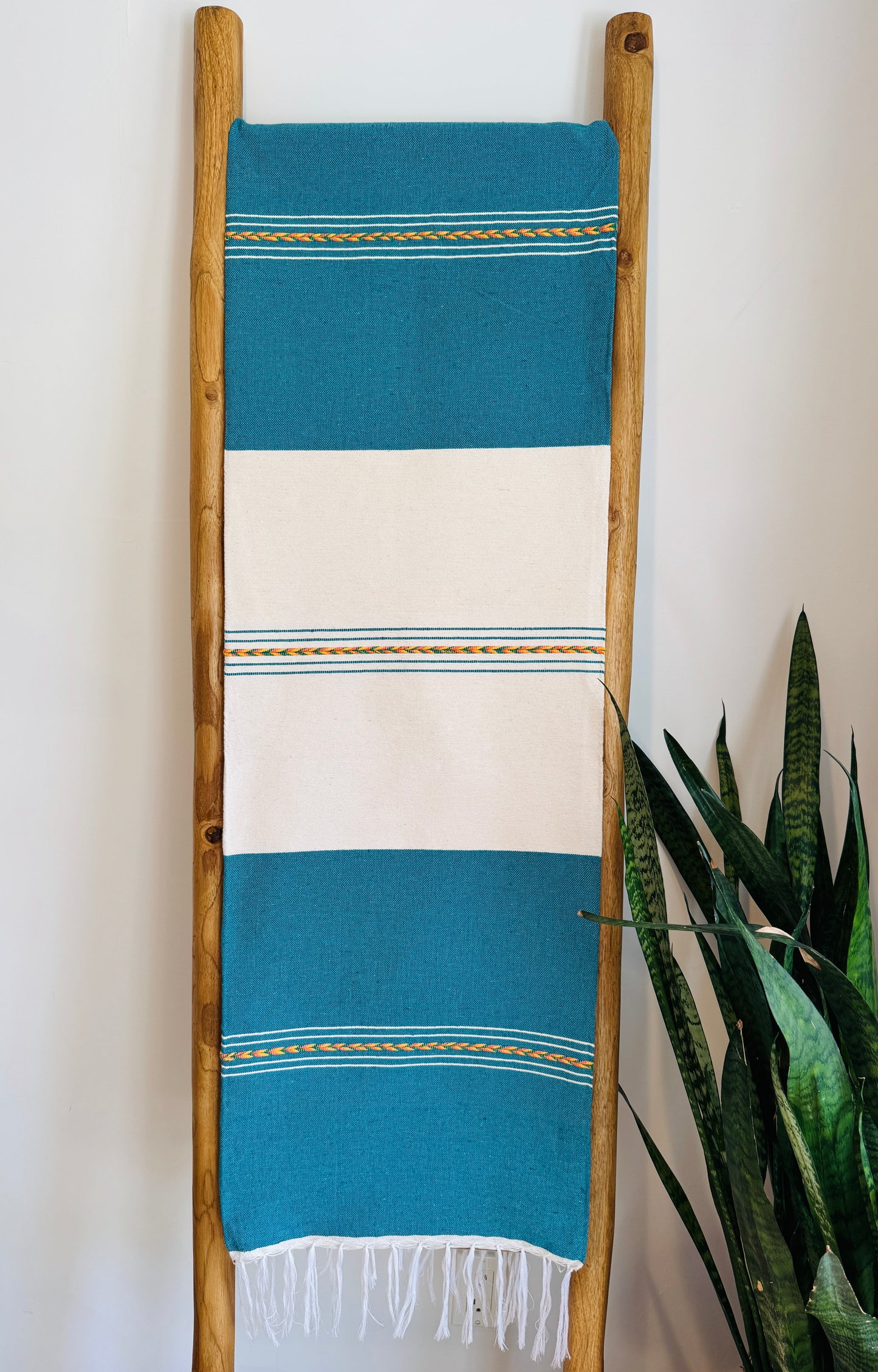 Alondra Handwoven Mexican Throw Blanket | Teal