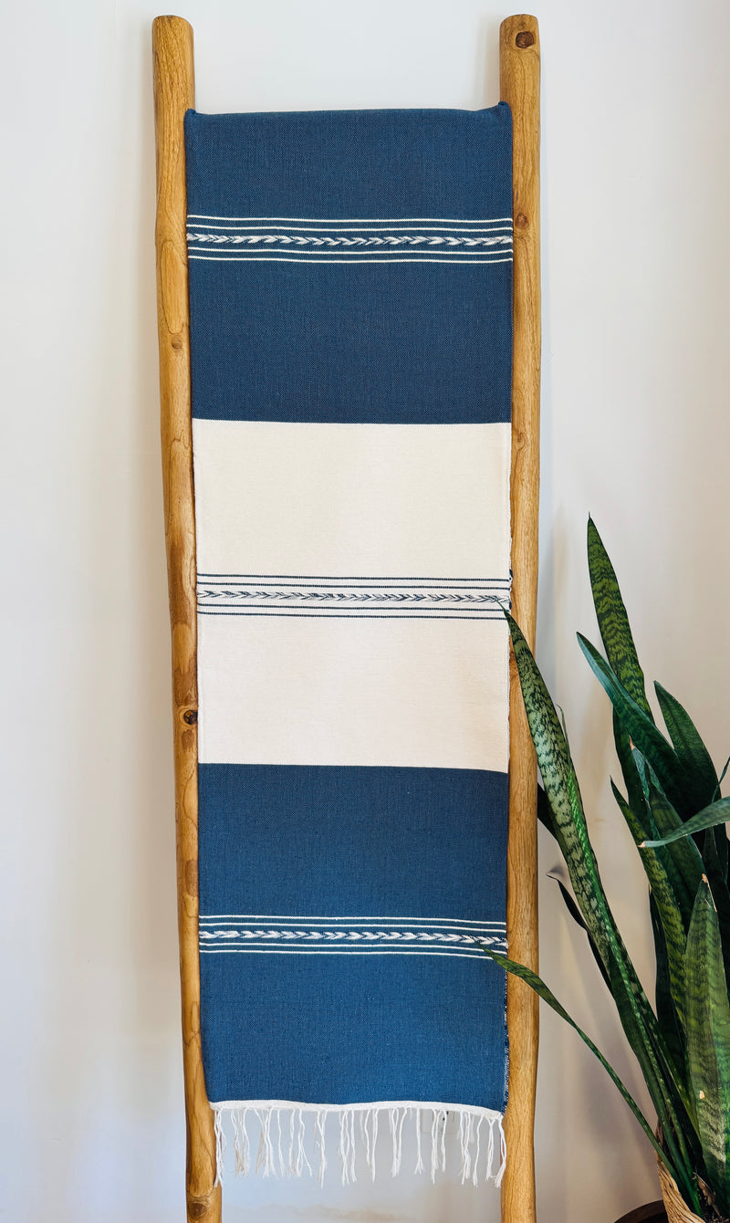 Handwoven Mexican Cotton Throw Blanket | Denim