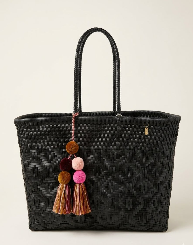 Playa Grande Tote | Black Sierra Diamond Weave