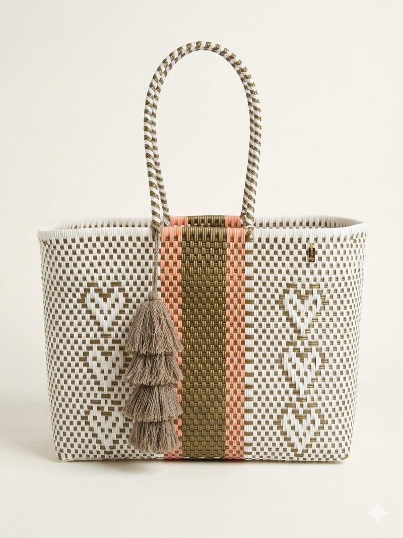 Playa Grande Tote | Peach Sand Hearts