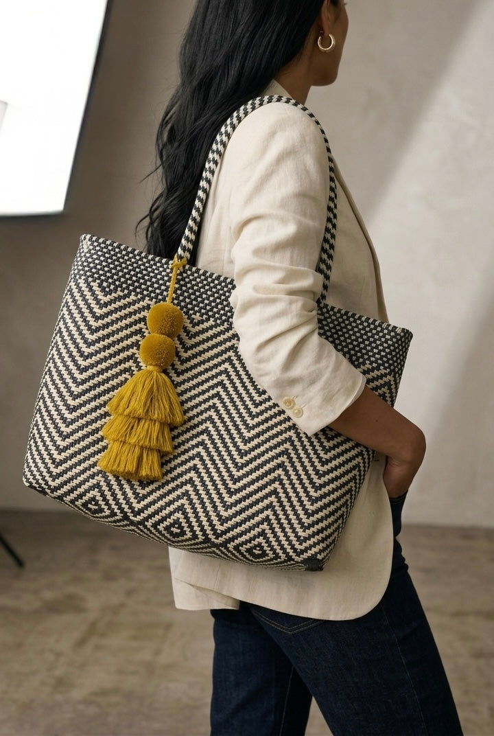 Valentina Mercado Tote | Pacific Blue Chevron