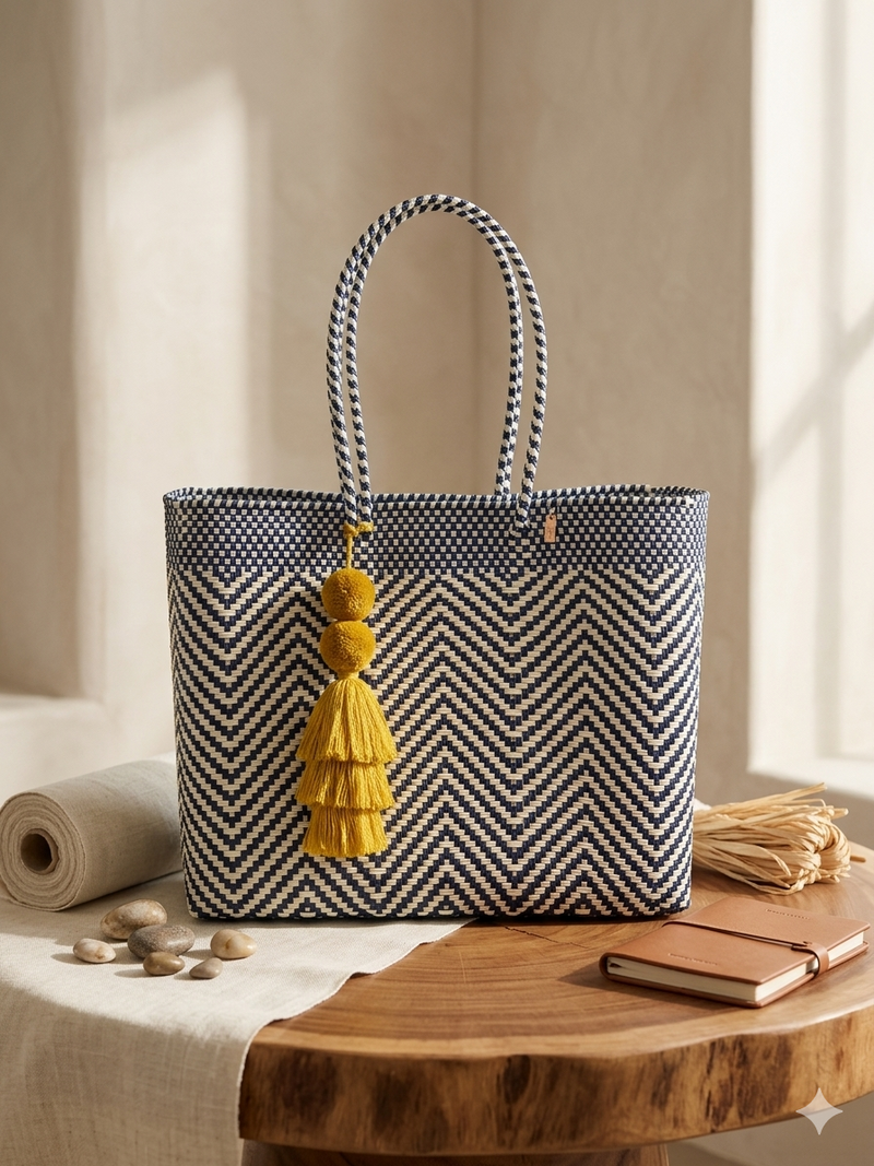 Valentina Mercado Tote | Pacific Blue Chevron
