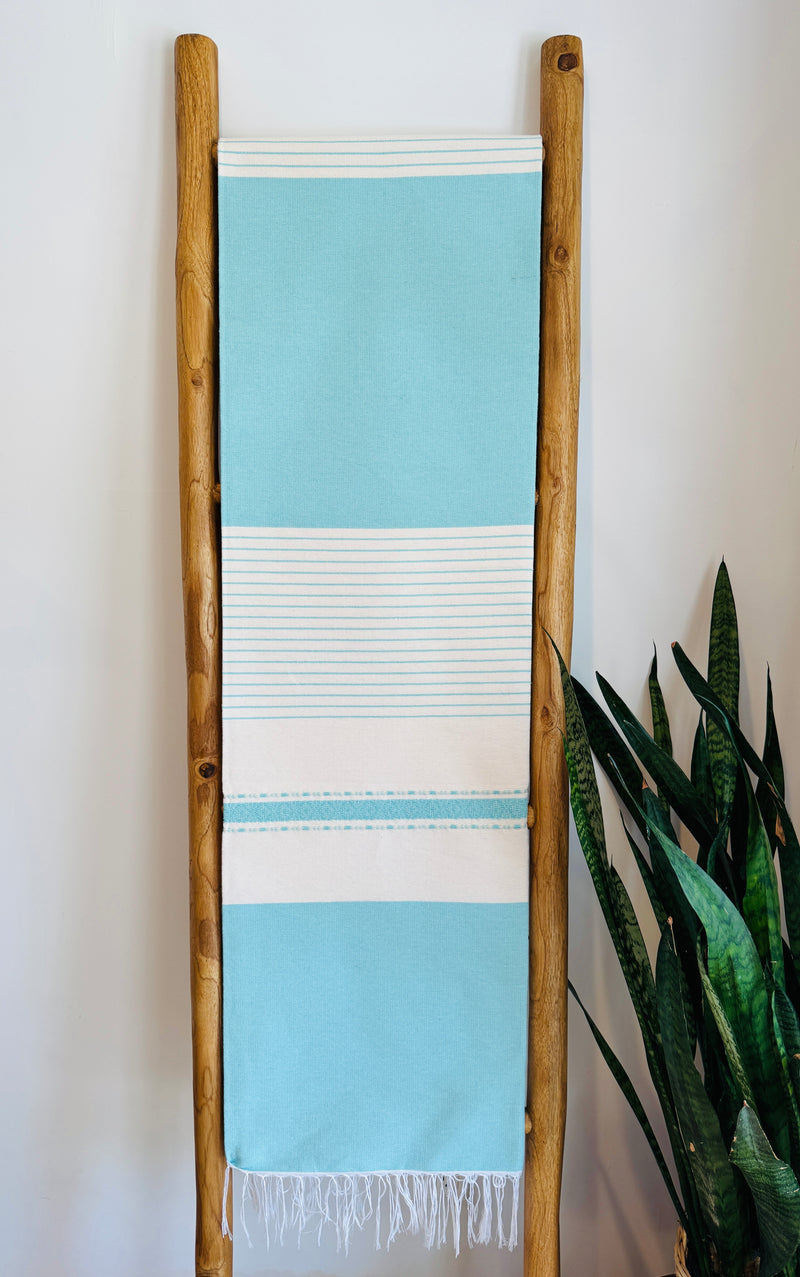 Handwoven Mexican Cotton Throw | Pale Turquoise