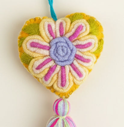 Heart Embroidered Pompom / Gold Confetti