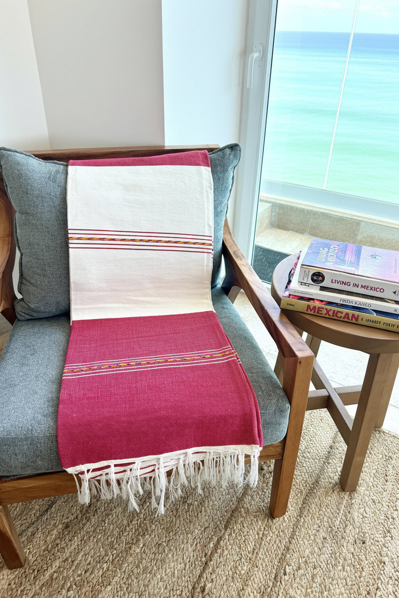 Handwoven Mexican Cotton Throw | Red
