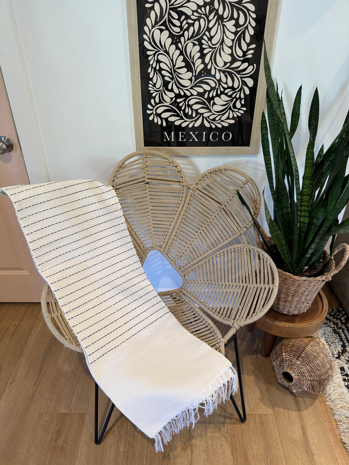 Handwoven Mexican Cotton Throw | White & Black