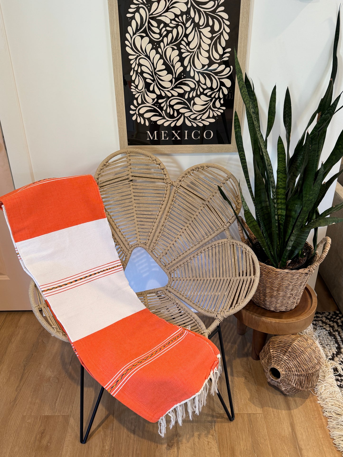Handwoven Mexican Throw Blanket | Orange