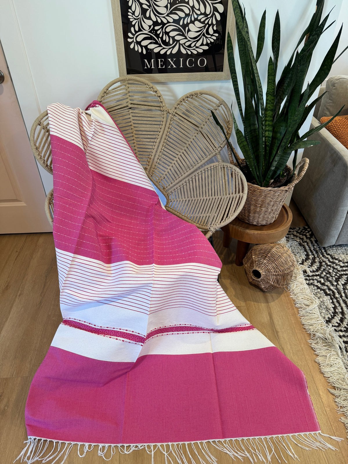 Handwoven Mexican Cotton Throw | Rosa