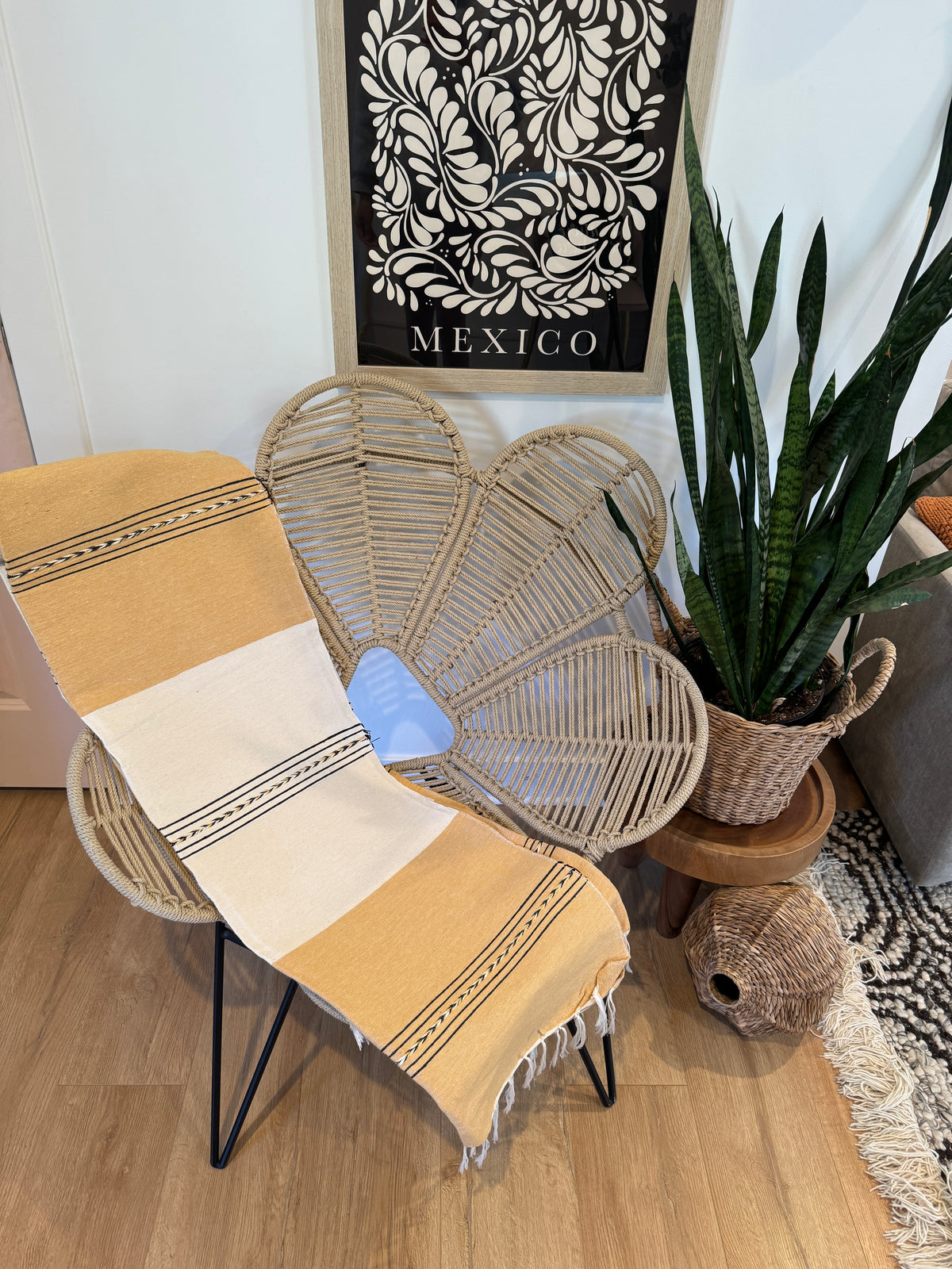 Handwoven Mexican Cotton Throw | Yellow