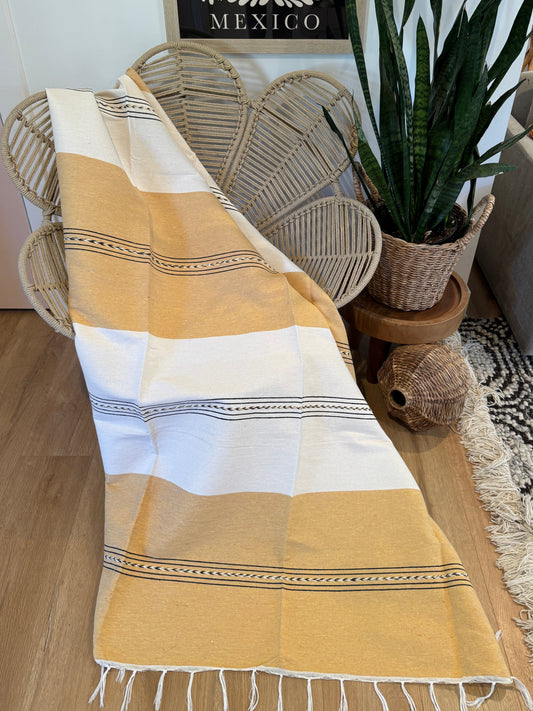 Carmen Handwoven Mexican Throw Blanket | Yellow
