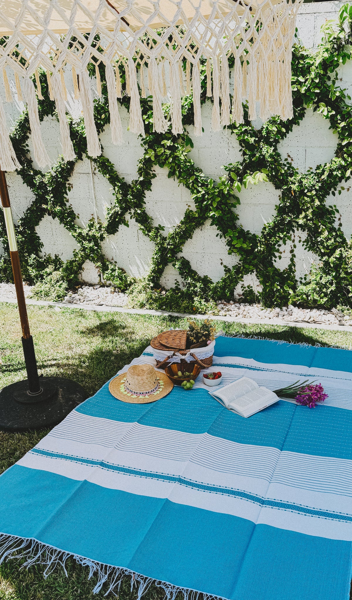 Handwoven Mexican Cotton Throw | Ocean Blue