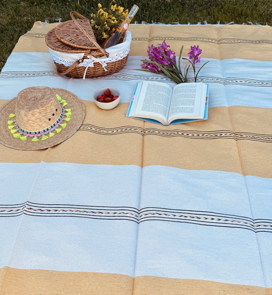 Handwoven Mexican Throw Blanket | Yellow