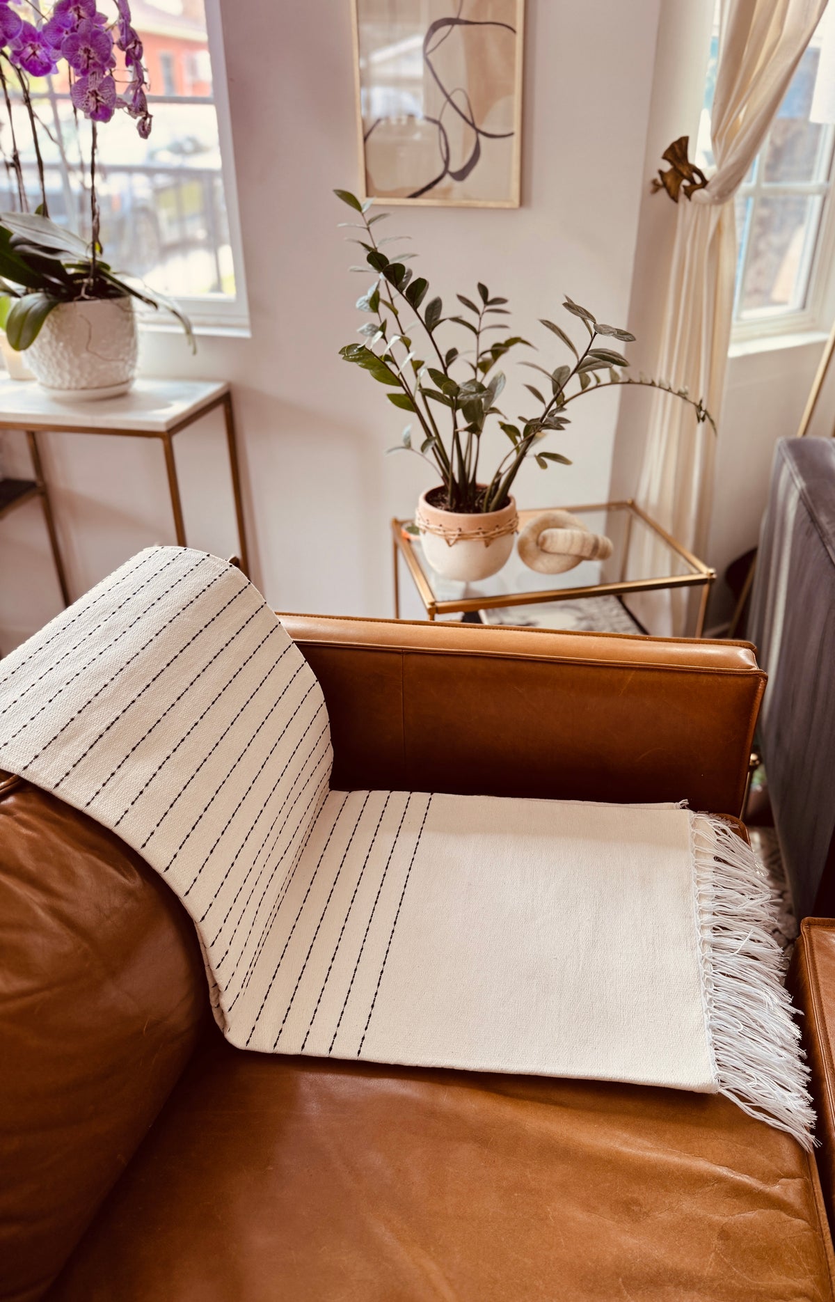 Handwoven Mexican Cotton Throw | White & Black