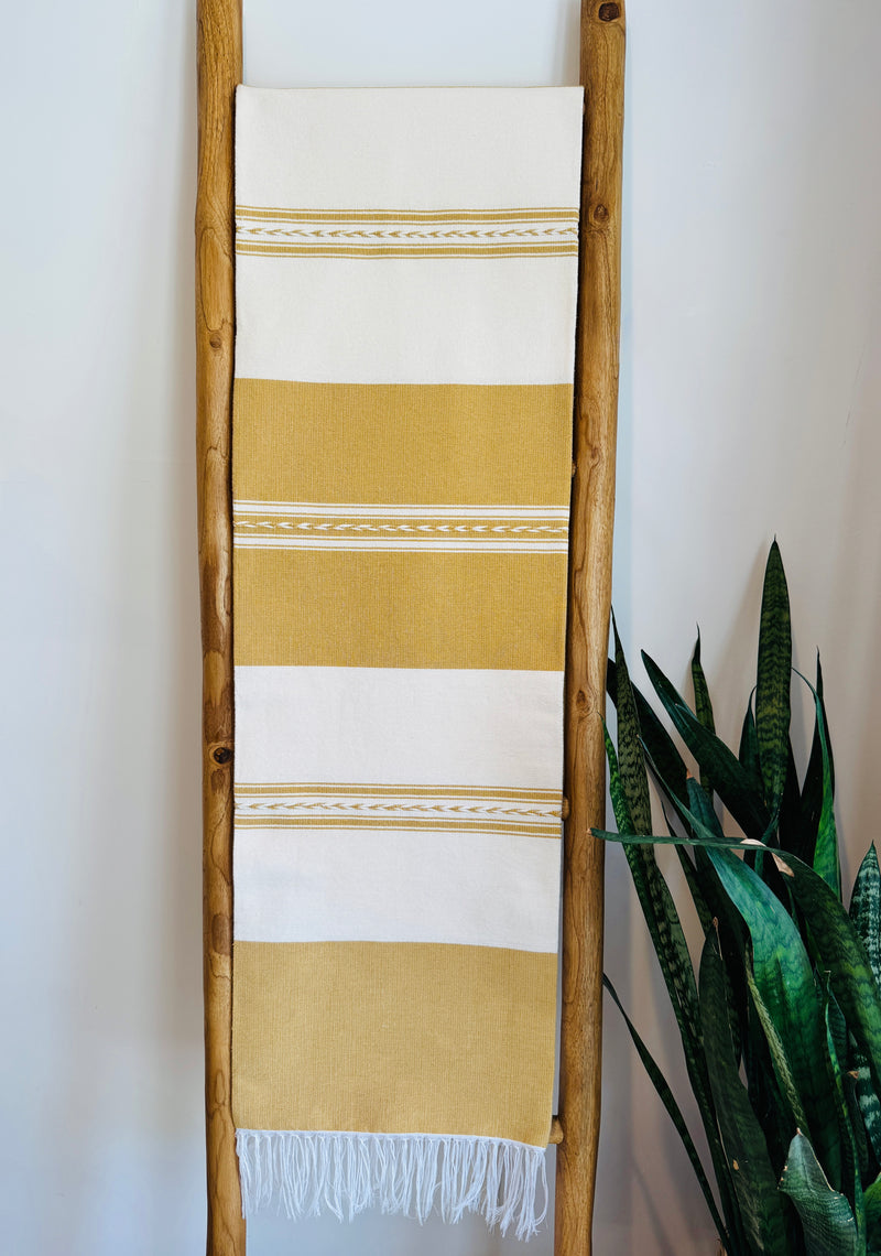 Handwoven Mexican Cotton Throw | Mustard Yellow