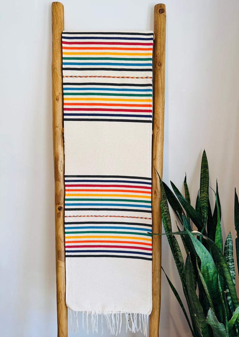 Handwoven Mexican Cotton Throw | Rainbow
