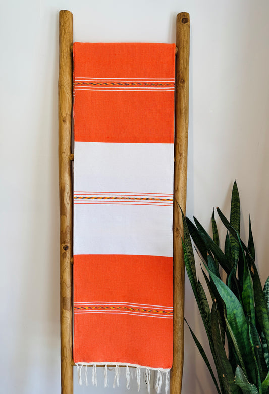 Carlota Handwoven Mexican Throw Blanket | Orange
