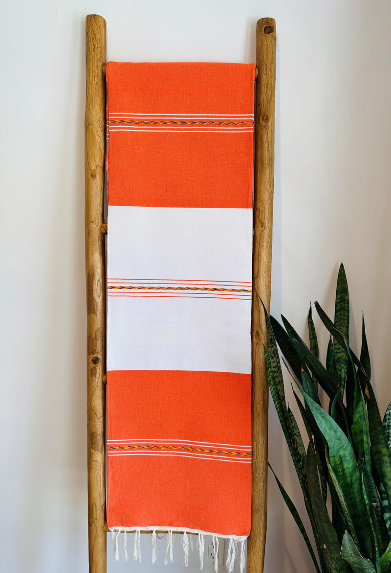 Handwoven Mexican Cotton Throw | Orange