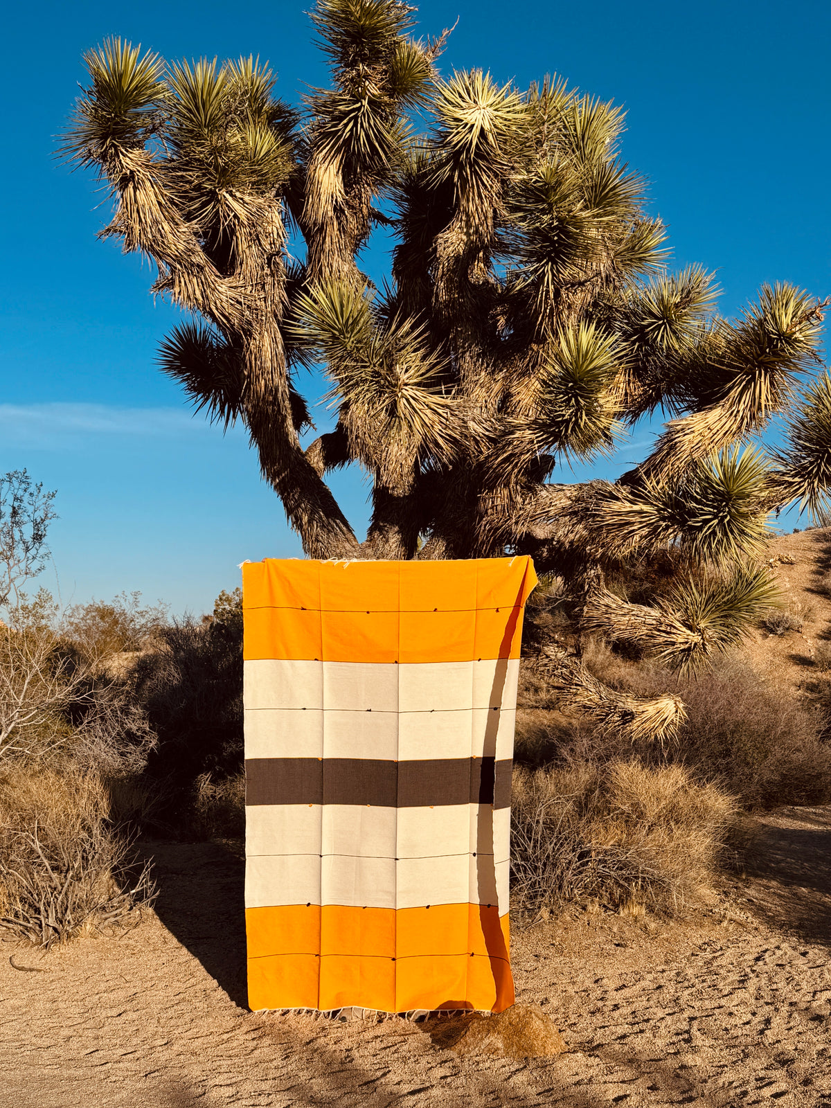 Handwoven Mexican Cotton Throw | Black & Yellow