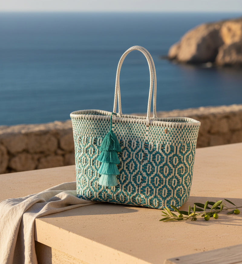 Playa Grande Tote  | Coastal Blue Sierra Weave