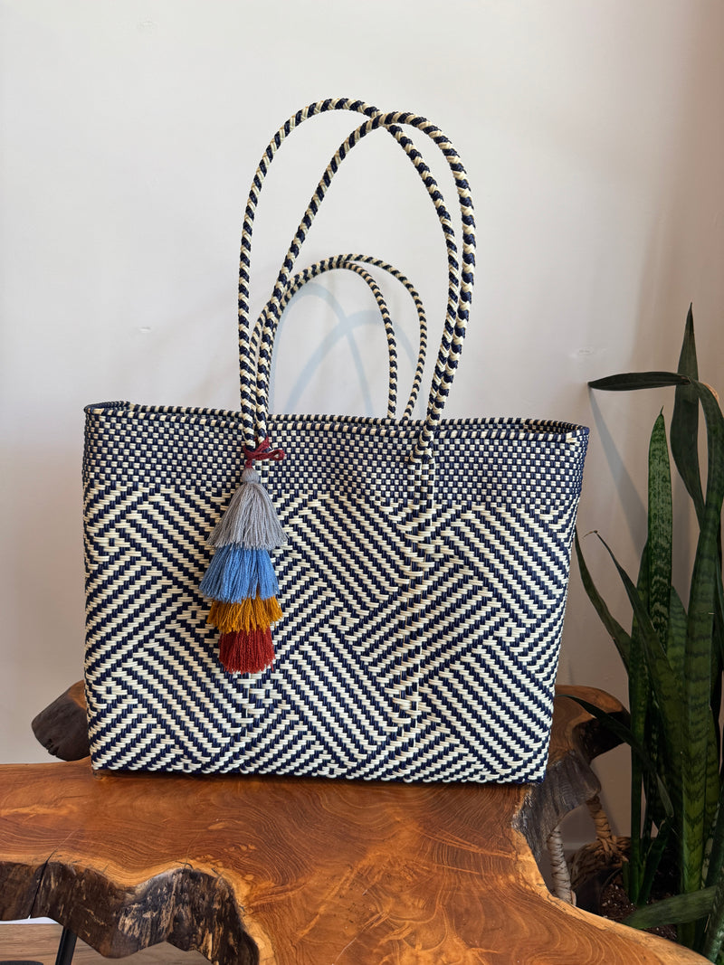 Valentina Mercado Tote |  Marina Blue Camino Strip