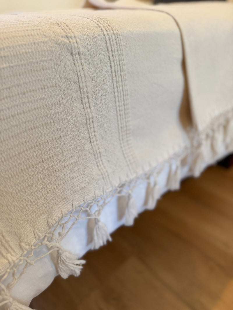 Mexican Handwoven Cotton Quilt | Natural      Double