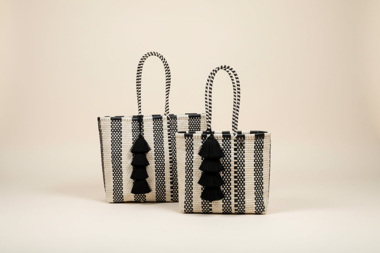 Classic Tote  | Onyx and Bone Camino Stripe