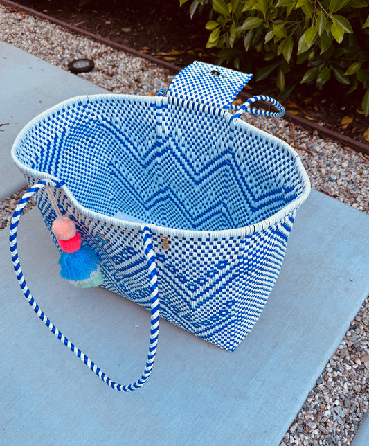 Playa Grande Tote  | Azure Chevron