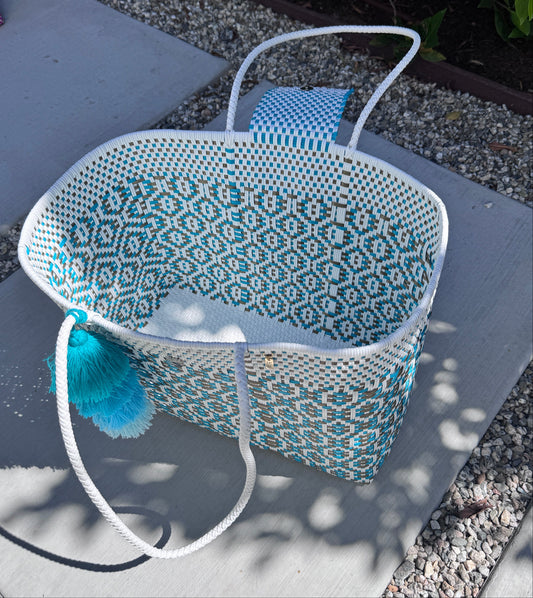 Playa Grande Tote  | Coastal Blue Sierra Weave