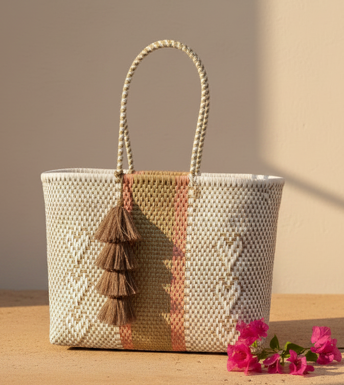 Playa Grande Tote  | Peach Sand Hearts