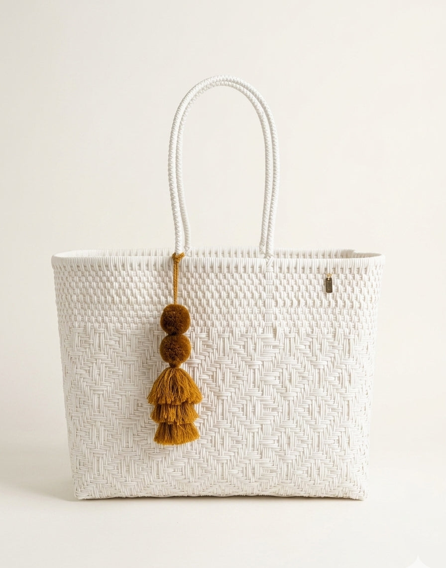 Playa Grande Tote | White Sierra Diamond Weave